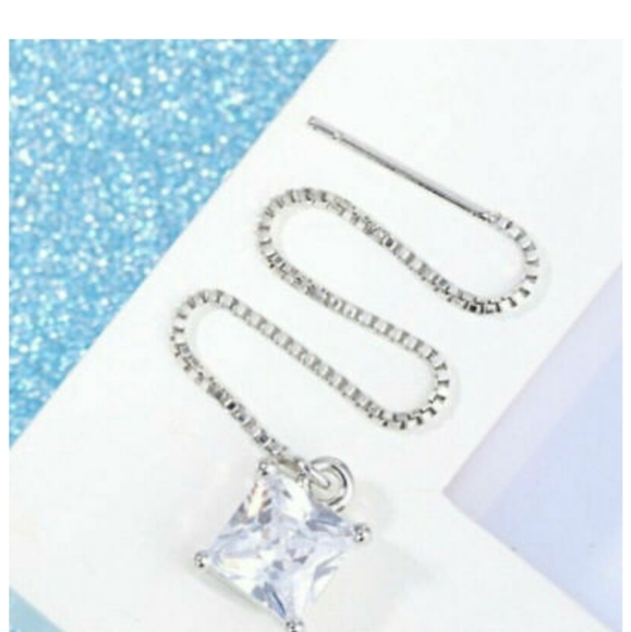 925 SILVER THREADER DANGLE EARRINGS - Picture 4 of 6